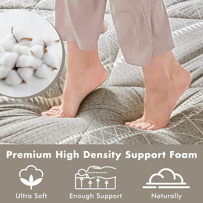 Japanese Foldable Portable Camping Mattress, Thick Sleeping Mat Twin, Bohemia Grey