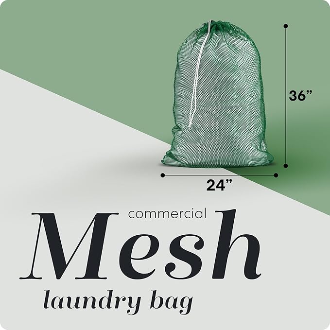 Handy Laundry Mesh XL Laundry Bags - Durable, Machine Washable with Secure Drawstring Closure - Perfect for College Dorms, Laundromats, Apartments (Green, Large 24" x 36", 2-Pack)
