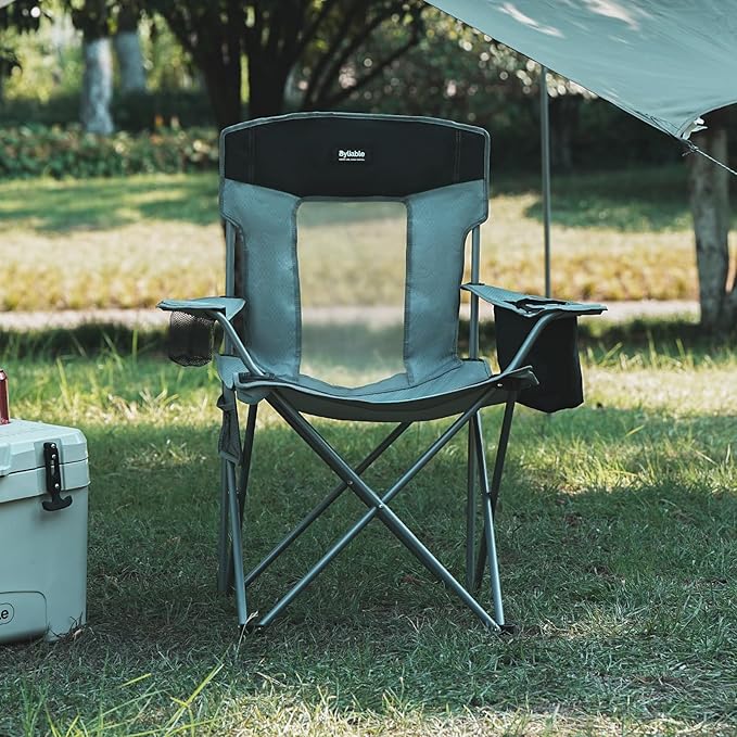 Camping Chairs Portable Folding Lightweight Outdoor Lawn Chair for Adults with Cooler Bag, Cup Holder and Side Pocket for Camping, Beach, Sports, Hiking, Fishing