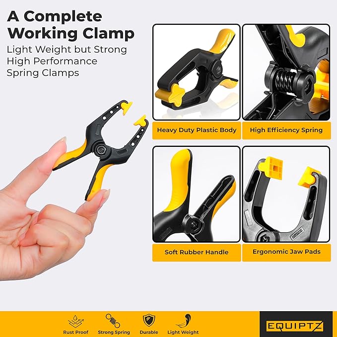 Small Spring Clamps 3 inch - 20 Pack Clamps for Backdrop Stand, Tarps, Crafts & Pool Cover with 1.5 Inch Mouth Opening - Mini Clamps for Photography Studio with Non-Detachable Jaw Pads