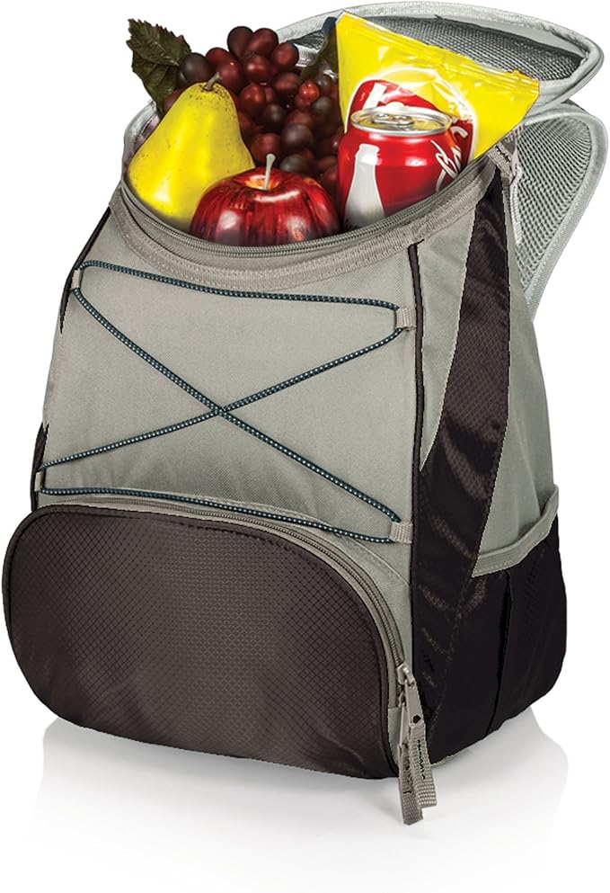 PICNIC TIME PTX Backpack Cooler, Modern Backpack Cooler with 20-Can Capacity, Fully Insulated Outdoor Lunch Bag with Water Resistant Interior, Pockets, Padded Straps, (Black with Gray Accents)