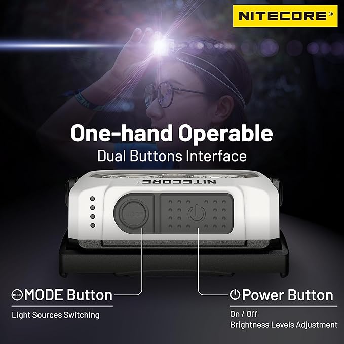 Nitecore NU21 360 Lumen Ultra Lightweight Outdoor Headlamp Dual Beam USB-C Rechargeable Headlight Tag (Yellow)