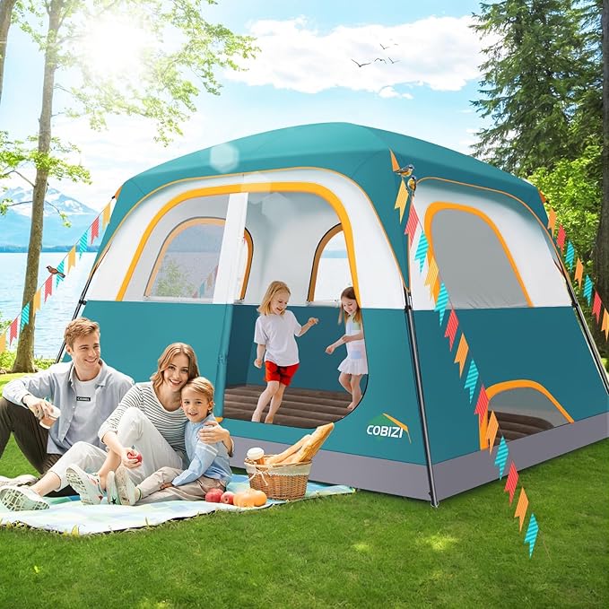 COBIZI 4-6-8-10 Person Camping Tent, Spacious Family Tents for Camping Ideal, Hiking, 3500mm Waterproof Double-Layer Windproof Tent for Hiking & Backpacking