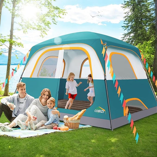 COBIZI 4-6-8-10 Person Camping Tent, Spacious Family Tents for Camping Ideal, Hiking, 3500mm Waterproof Double-Layer Windproof Tent for Hiking & Backpacking
