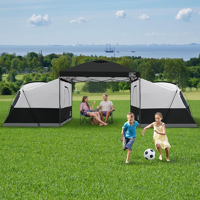 KAMPKEEPER Canopy Side Tent,4-6 Person Camping Cube Tent for 10x10 Pop Up Canopies,Easy Up Gazebo with Window,Compatible with 10' Wide Canopy Tents