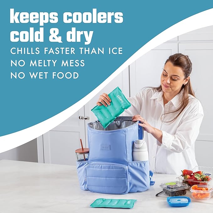 Cool Coolers by Fit & Fresh 2 Pack XL Soft Ice Packs for Cooler, Flexible Stretch Nylon, Lunch Box Ice Packs, Large Reusable Freezer Packs, Teal