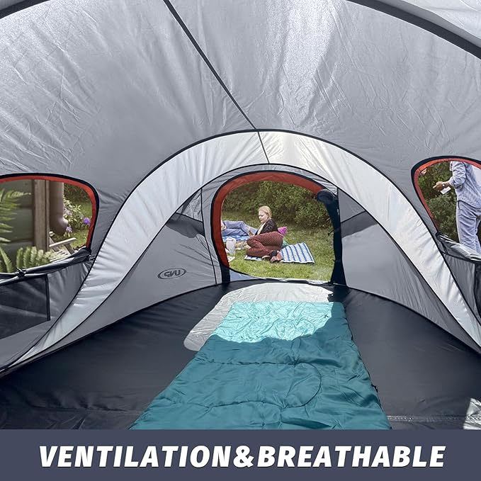Pop-up Tent, 3 Person Camping Tent, Instant Portable Beach Tent, Easy Pop Up Shade Tents 2 Doors for Camping Hiking & Traveling with Carrying Bag