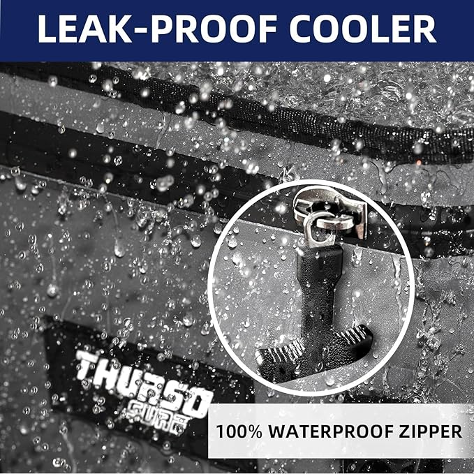 THURSO SURF Soft Cooler 24 Can Portable Ice Cooler Bag — 48 hr Insulation Leakproof & Airtight Waterproof Zipper Floating Beach Cooler for Travel Camping Kayak Paddleboard