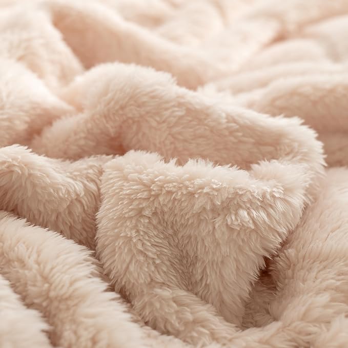 UKELER Cozy Sherpa Bed Blanket Queen Size 80 x 90 inch, Floral Throw Blanket for Bed Couch Sofa Camping, Great Gift for Mother's Day, Father's Day, Thanksgiving, Christmas, New Year's