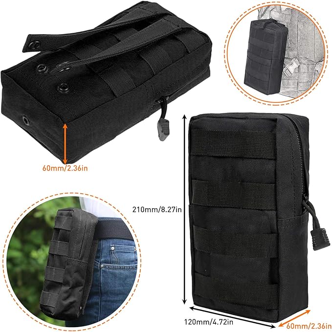 Molle Backpack Attachments Kit of 28 Accessories, D-Ring Grimloc Locking Gear Clip Web Dominator Elastic Strings Strap