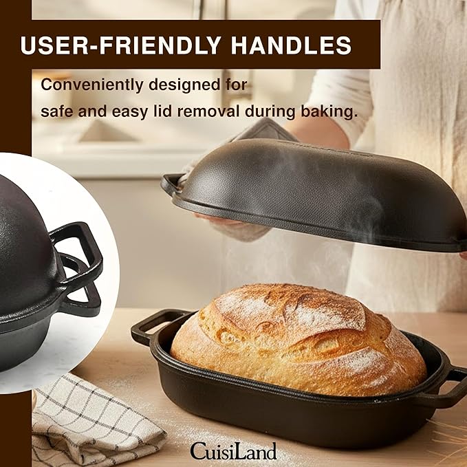 Cuisiland Large Heavy Duty Pre-seasoned Cast Iron Bread & Loaf Pan - A perfect way for baking