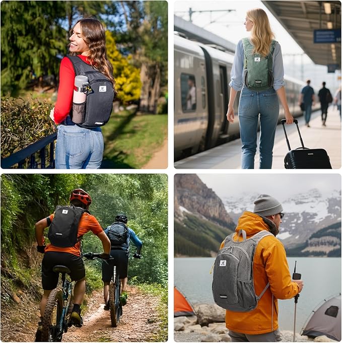 SKYSPER 10L Hiking Backpack, Foldable & Packable Lightweight Daypack for Travel, Collapsible Small Compact Hiking Backpack for Women & Men, Green
