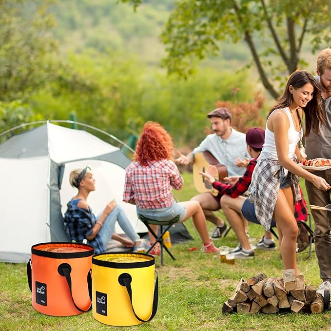 Tessco 4 Pcs 20L Collapsible Bucket with Handle 5 Gallon Portable Collapsible Folding Bucket Foldable Water Container for Camping Hiking Fishing Car Washing