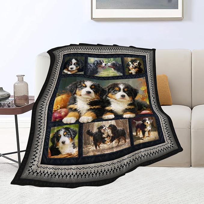 Bernese Mountain Dog Blanket Cute Dogs Animal Throw Blankets Gifts for Girls Boys Kids Dog Lover Soft Cozy Fleece Plush for Couch Sofa Bed 60"x50"