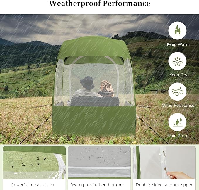 Sports Tent, Portable & Foldable Pop Up Tents Shelter with Carry Bag, Instant Weather Proof Clear View Bubble Tent for Fishing, Camping, Watching Sports Events