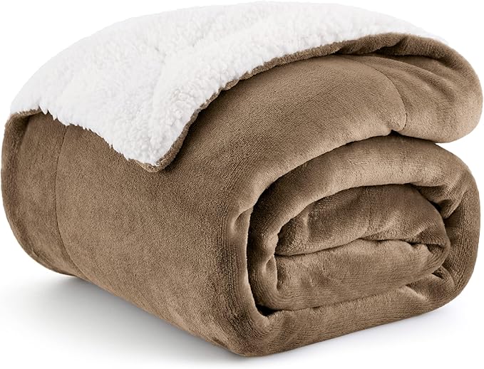 Bedsure GentleSoft Sherpa Fleece Throw Blanket Twin Size for Couch - Thick and Warm, Soft Fuzzy Plush Twin Blanket for Winter, Camel, 60x80 Inches