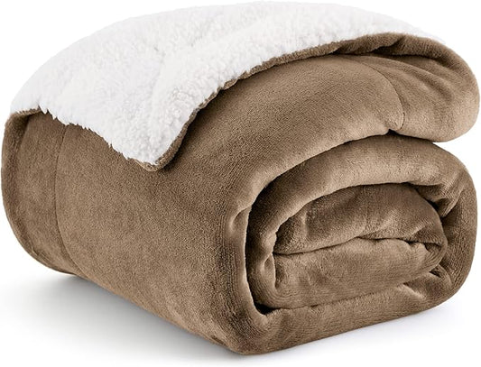 Bedsure GentleSoft Sherpa Fleece Throw Blanket Twin Size for Couch - Thick and Warm, Soft Fuzzy Plush Twin Blanket for Winter, Camel, 60x80 Inches