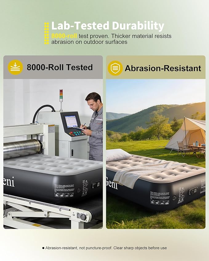 OhGeni Twin Camping Air Mattress Bed with Built in Pump, Family Choice Award Winner, 13" Raised Inflatable Blow up Mattress, Portable Foldable Bed with Upgraded Surface for Home & Outdoor, 300lbs
