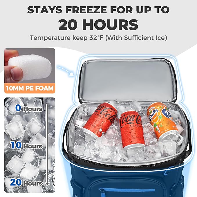 Heytrip Backpack Cooler 36/54 Cans, Insulated Portable Large Leakproof Waterproof Cooler Bag, 20 Hours Cold Retention for Lunch Camping Travel Beach Picnic