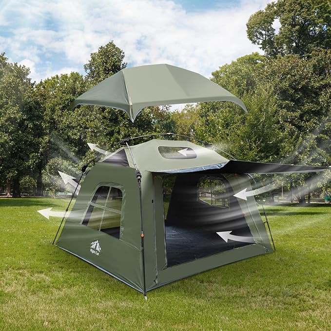 Night Cat Blackout Cabin Tent: 4 Person Pop Up Camping Tent with Vestibule & Rainfly Waterproof Instant Easy Setup Family Tent