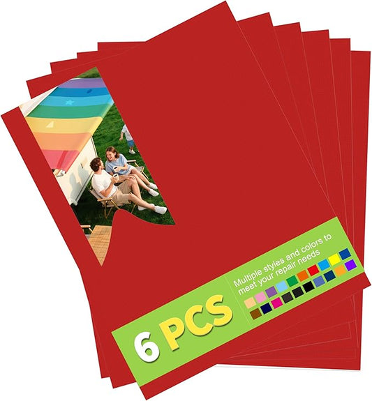 7x9in Nylon Repair Patch，Tent Repair Kit，Self Adhesive Waterproof Fabric Repair Tape for Tent, Umbrella, Sleeping Bag, Down Jackets,Knapsack.（Red,6ps）