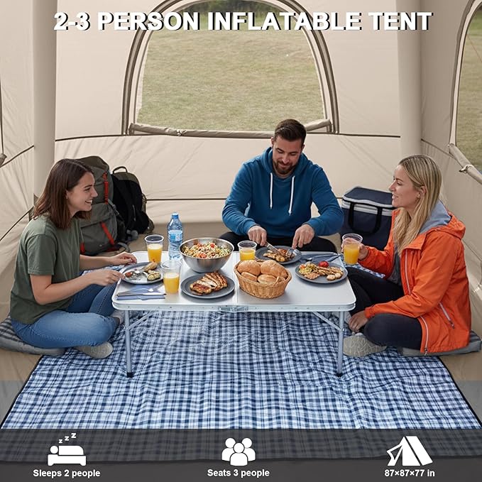 Inflatable Tents for Camping,Easy Blow Up Tent with Hand Pump,4 Seasons Waterproof Air Inflatable Camping Tent House for Family Weekend Camping