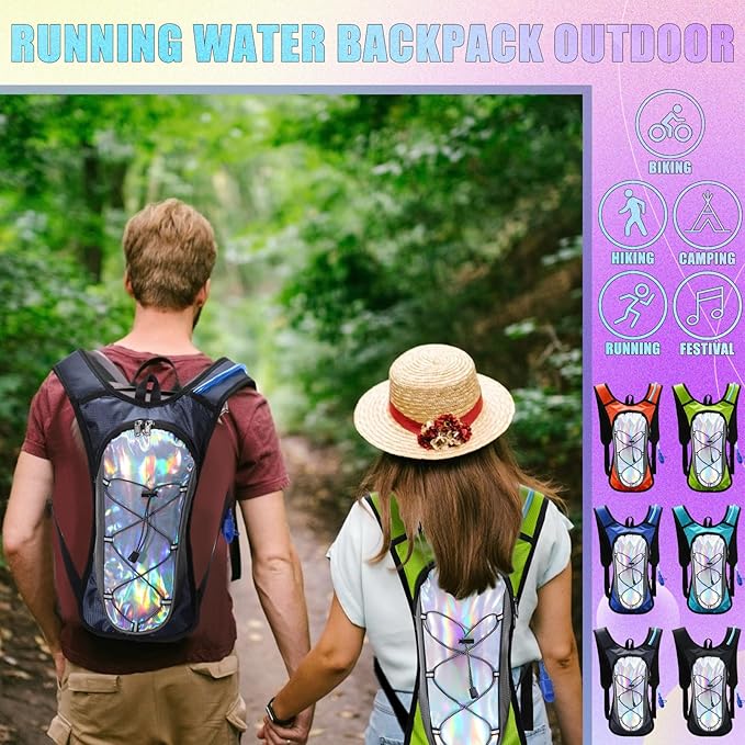 Chunful 6 Pack Running Hydration Backpack Lightweight Water Backpack Essential for Festivals Rave Hydration Pack with 2L Hiking Water Bladder for Adult Running Cycling Climbing Hiking