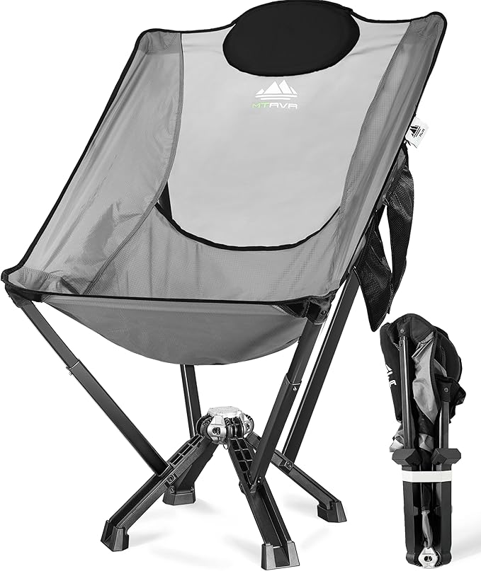 Camping Chairs for Adults, Supports 600 Lbs Lightweight Folding Camping Chair, Collapses to Size of Water Bottle Portable Camping Chair for Outdoor, Beach, Lawn, Travel, Picnics