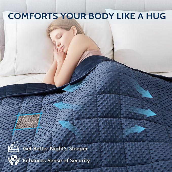 L'AGRATY Weighted Blanket for Adult - 80"x87" 20lbs Minky Dots Heavy Blanket with Glass Beads Soft Breathable for All-Season Summer Fall Winter Thick Comfort for Sleeping