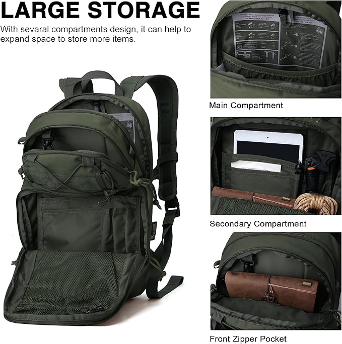 Mardingtop 15L Tactical MOLLE Hydration Backpack – Small Military Bag for Motorcycle, Hiking, Riding, Biking & EDC Daypack