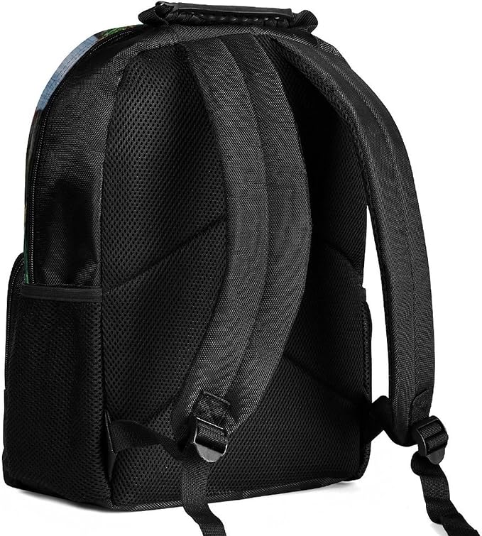 Women Men Polyester Tropical Jungle Parrot Birds Tiger Art Casual Daypack Large Capacity Bookbag With Side Pockets for Sports Picnic Walking Cycling
