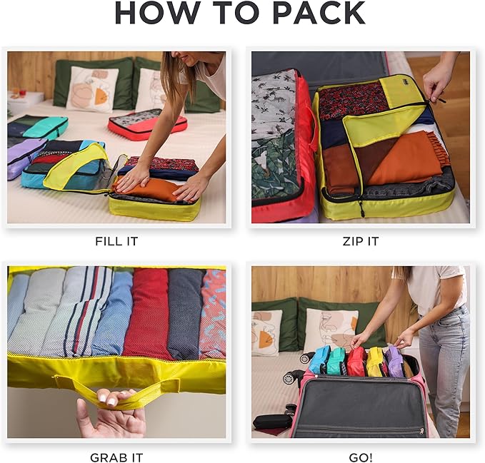 Large Packing Cubes for Travel - 10pc Packing Cubes for Suitcases - Lightweight Luggage Organizer Bags (Non-Compression)