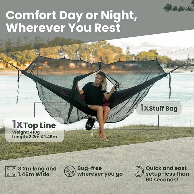 Nakie Portable Mosquito Net - Eco Conscious, Compact, Lightweight, Camping, Travel, Hiking, Hammock