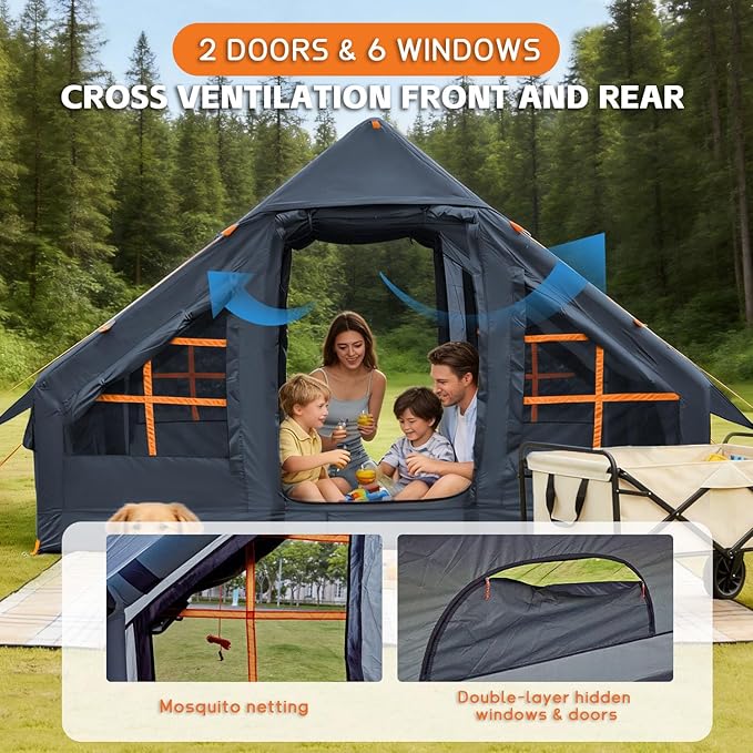 Inflatable Tents for Camping,Easy Blow Up Tent with Hand Pump,4 Seasons Waterproof Air Inflatable Camping Tent House for Family Weekend Camping