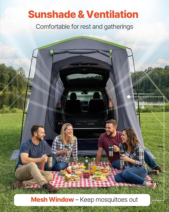 VEVOR SUV and Pickup Truck Camping Tents, Waterproof Double Layer Design with Carry Bag, Accommodates 2-9 Persons for Outdoor Activities