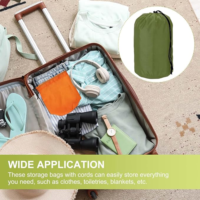 Stuff Sack, Nylon Waterproof Storage Sacks Portable Drawstring Dry Stuff Bag Gear Organization with Toggle, 4x8Inch Fit for Backpacking Camping Traveling Hiking(Dark Green)