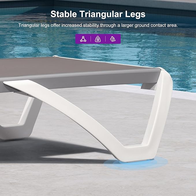 PURPLE LEAF Patio Chaise Lounge Chair Outside Aluminum Plastic Stackable Tanning Chairs for Pool Sunbathing Beach Deck Outdoor Lounger, Taupe