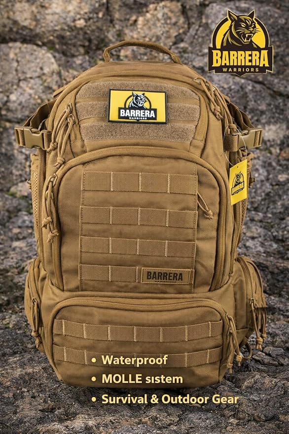 50L Tactical Backpack Military Rucksack - Heavy Duty 1000D Waterproof MOLLE Backpack, Large Capacity 3 Day Assault Bag for Camping, Hiking, Survival, Bug Out Bag (Coyote Brown/ Tan/ Military Tan)
