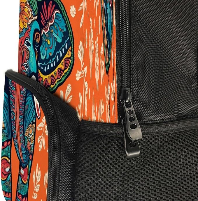 Shoulder Book Bags Polyester Multipurpose Anti-Theft African Tribal Nations Elephants Art Carry On Bag Large Capacity Travel Hiking Camping Rucksack