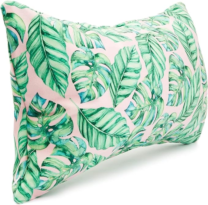 Blue Panda Blow Up Pool Pillow - 17 x 10 in - Tropical Leaves Pattern - Inflatable Pillow for Pools