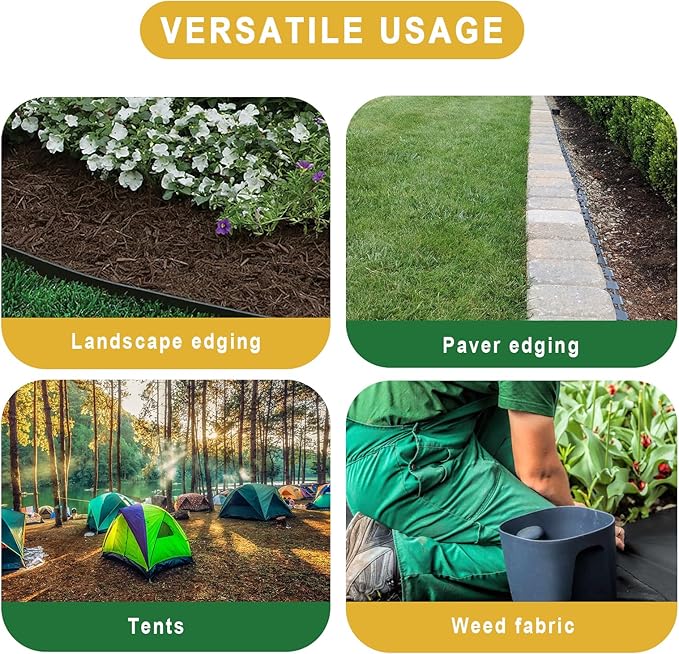 80 Pack 8 Inch Plastic Landscape Edging Anchoring Stakes Garden Lawn Yard Spikes Landscaping Stakes for Paver Edging, Weed Barrier, Tent, Artificial Turf