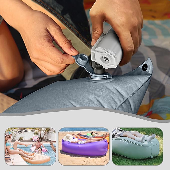 THE WEEKEND Portable Air Pump for Camping and Travel–Fast Inflate Deflate for Sleeping Pads Pool Floats and Outdoor Gear with Built in Light