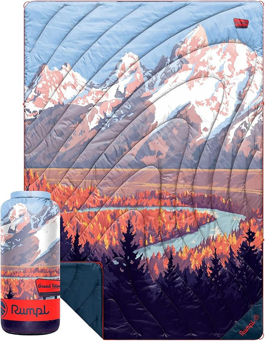 Rumpl Original Puffy Grand Teton National Park Blanket for Camping and Outdoors, V2, Grand Teton