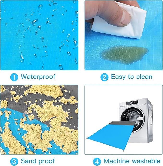 BYDOLL Beach Blanket Waterproof Sandproof Large 78''×81''/10'×9' Sand Free Oversized Sandless Picnic Mat Water Proof Packable Lightweight Blanket for Beach Camping Hiking Travel