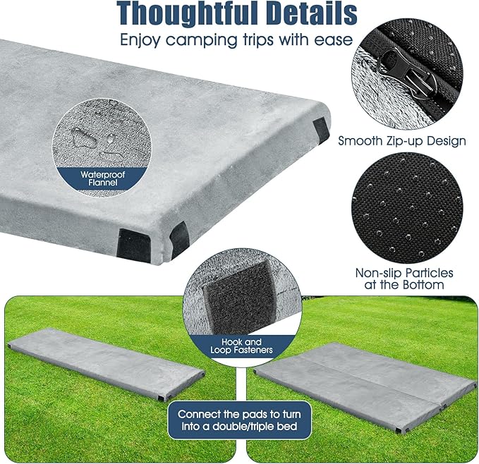 Goplus Memory Foam Camping Mattress, Portable Roll up Sleeping Pad w/Anti-Slip Bottom, Travel Bag, Single/Twin Waterproof Floor Mat, Guest Bed