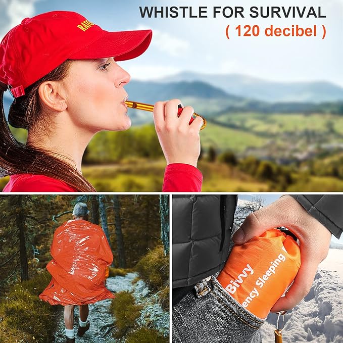 Timok Emergency Sleeping Bags Thermal-Emergency-Blankets Ultralight Space Blankets Survival Waterproof Bivy Sack Multi-Purpose Survival Gear for Hiking, Camping, First Aid Kits, Outdoor Survival Gear