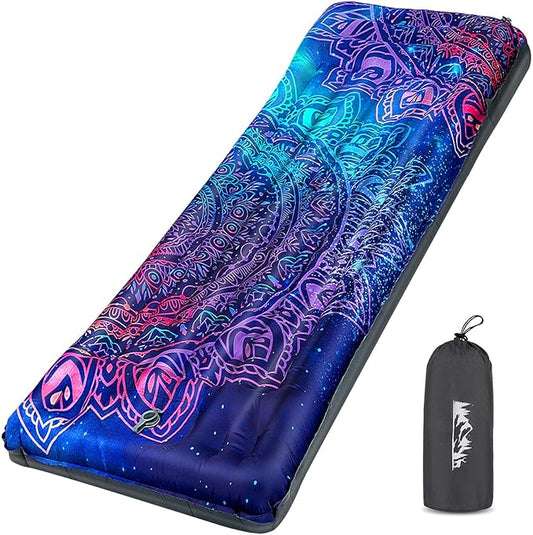 pickyNproud Camping Sleeping Pad Extra Thick 5 Inch Inflatable Camping Pad with Pillow Sleeping Mat Built-in Foot Pump Portable Lightweight Camping Air Mattress for Backpacking Hiking Tent