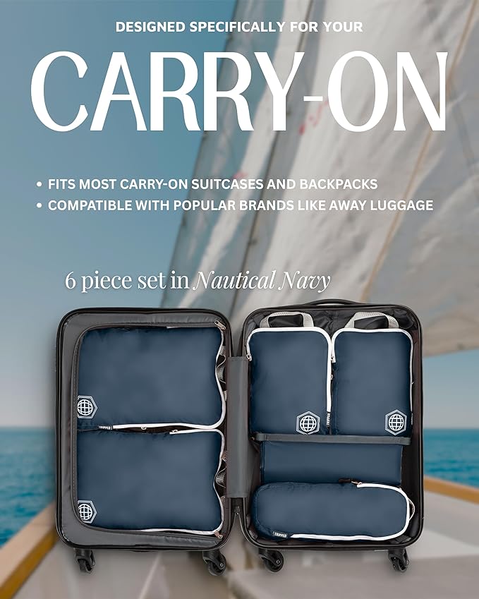 Compression Packing Cubes Set for Carryon Suitcases- Lightweight, Durable Clothes Organizer