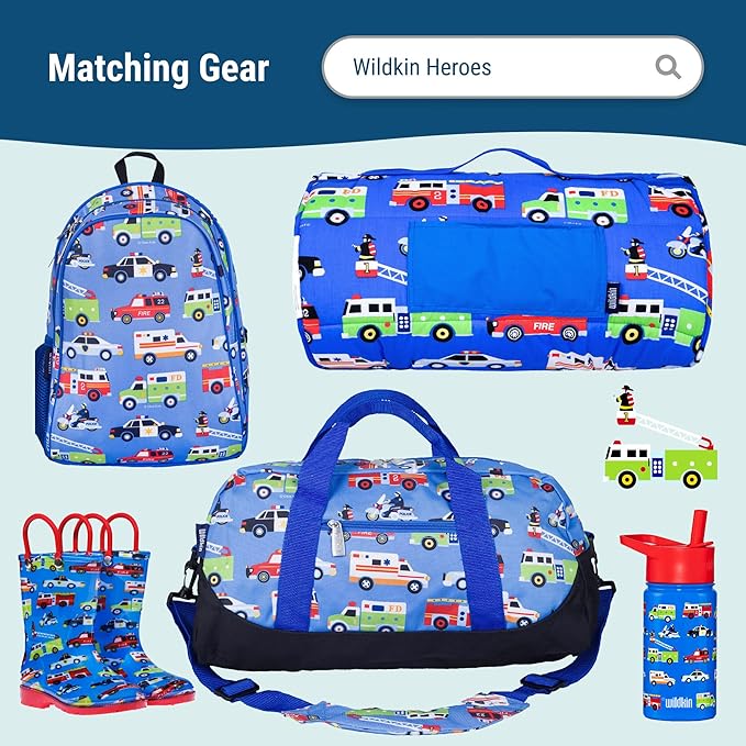 Wildkin Kids Ice Packs (4 Packs) for Boys & Girls, Perfect for Daycare & Preschool Slim & Reusable Ice Packs, Keep Lunches Fresh & Cool for School & Travel, Portable Ice Packs for Kids (Fire Truck)