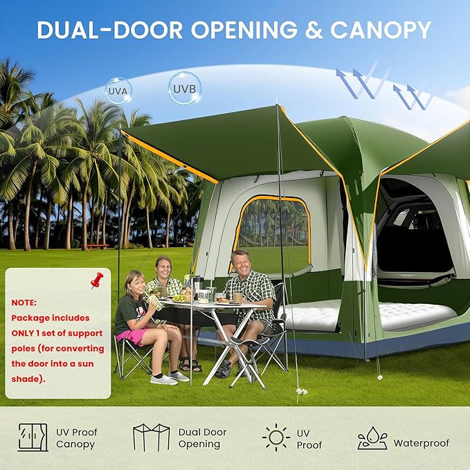 SUV Tents for Camping, Car Tents for Camping 4-6 People, PU 3000mm Waterproof SUV Tent Attachment Tailgate Tent for Car, Spacious Space 8.2'L x 8.2'W x 7.2'H with 2 Awnings & Double Door